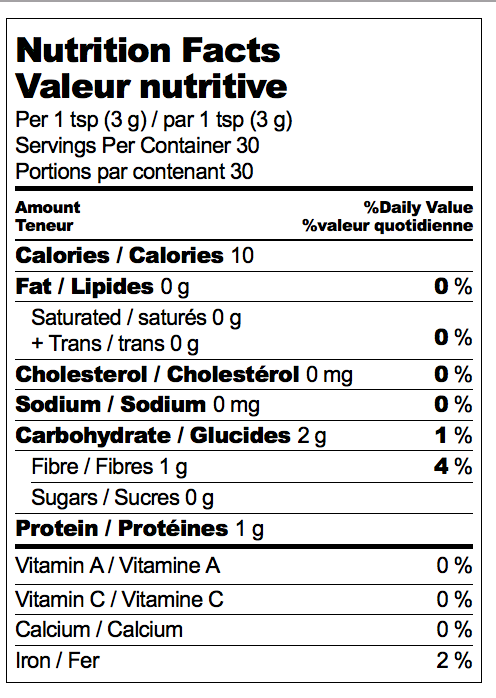 Nutritional Label for Adri Wellness Beetroot powder