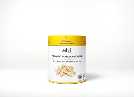 a 100 gm packaging of Adri Wellness' Organic Shatavari Powder