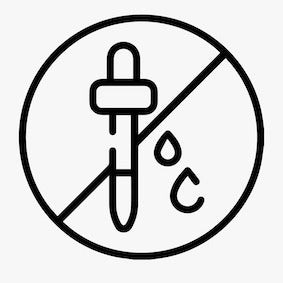 a symbol containing a dropper with a diagonal line for products without artificial colours or flavours 